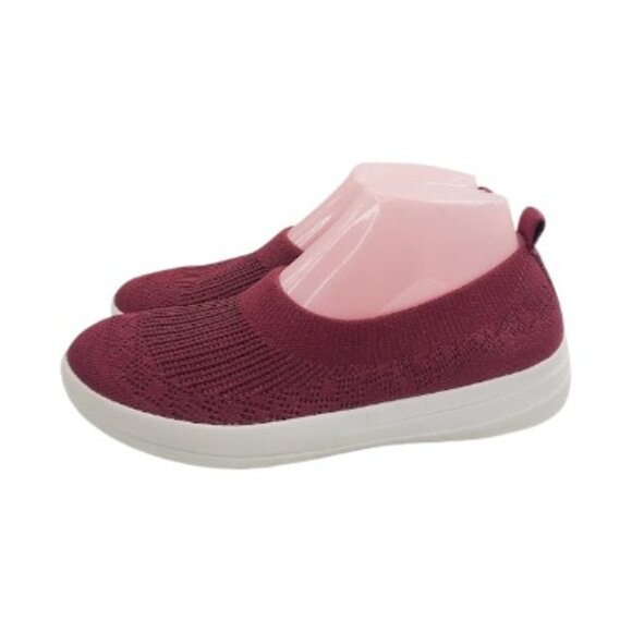 Fitflop Women's Burgundy Uberknit Mesh Slip-On Casual Ballerina Sneaker Size 7 - Picture 1 of 7